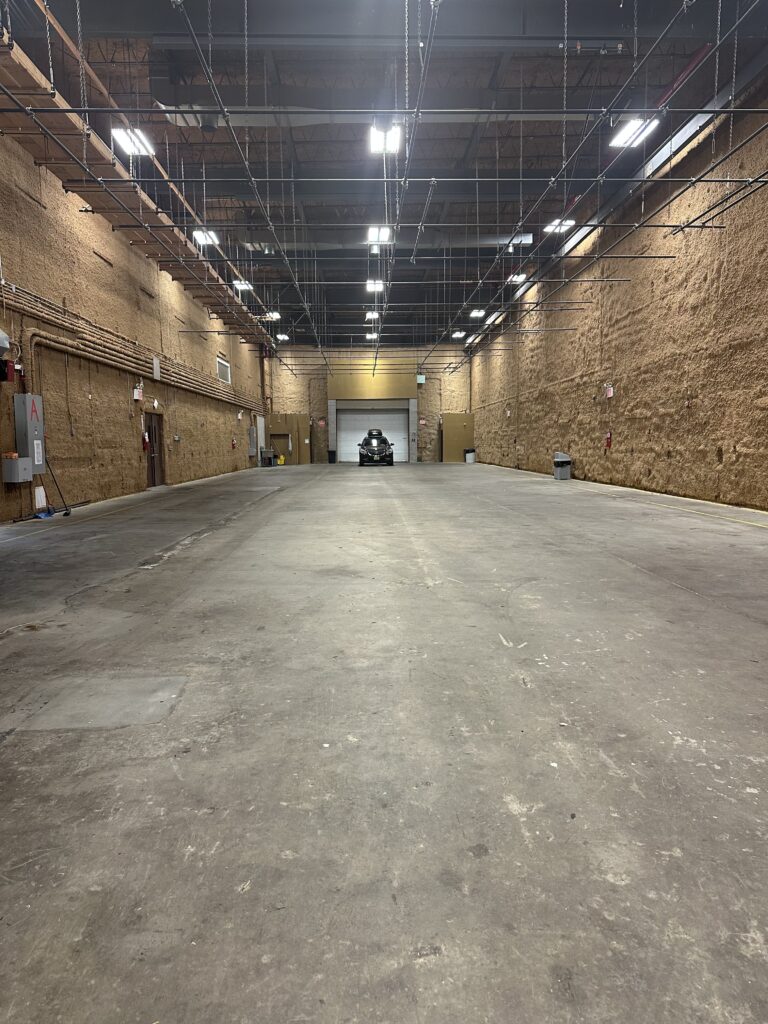North Stage at Annex 302 with drive-on access and overhead lighting grid